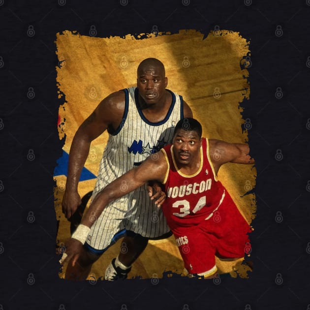 Hakeem Olajuwon vs Shaquille O'Neal in The 1995 NBA Finals by Omeshshopart